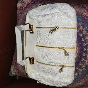 Brand New White Lace & Faux Leather Purse